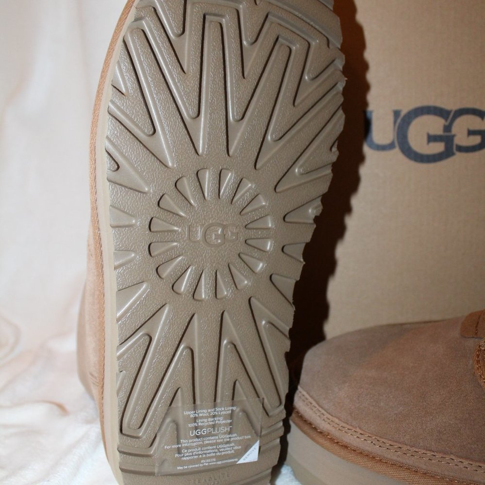 NIB UGG NEUMEL ZIP‎ UP PLATFORM SUEDE SHEARLING ANKLE BOOTS CHESTNUT - Picture 9 of 9